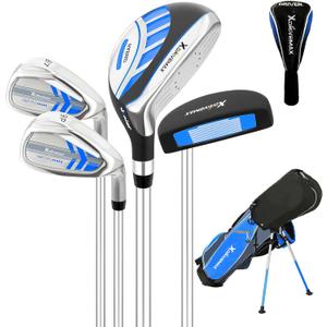 5/6 Pieces Kids Golf Club Set, Junior Golf Club Set Ages 4-12 Includes Stand Bag, 1# Drive, 5# Hybrid, 6/7#, 9/P# Irons and Putter Right Hand for Boys Girls (Blue)