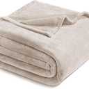 Exclusivo Mezcla Fleece Blankets Queen Size for Bed, Super Soft and Warm, All Season, Cozy, Plush, Lightweight, 90x90 Inches, Camel