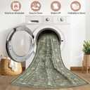 9x12 Area Rug Living Room: Washable Boho Large Neutral Vintage Soft Rugs Stain Resistant Farmhouse Non Slip Indoor Floor Carpet for Bedroom Nursery Kids Playroom Office Dining Room Home- Dark Green