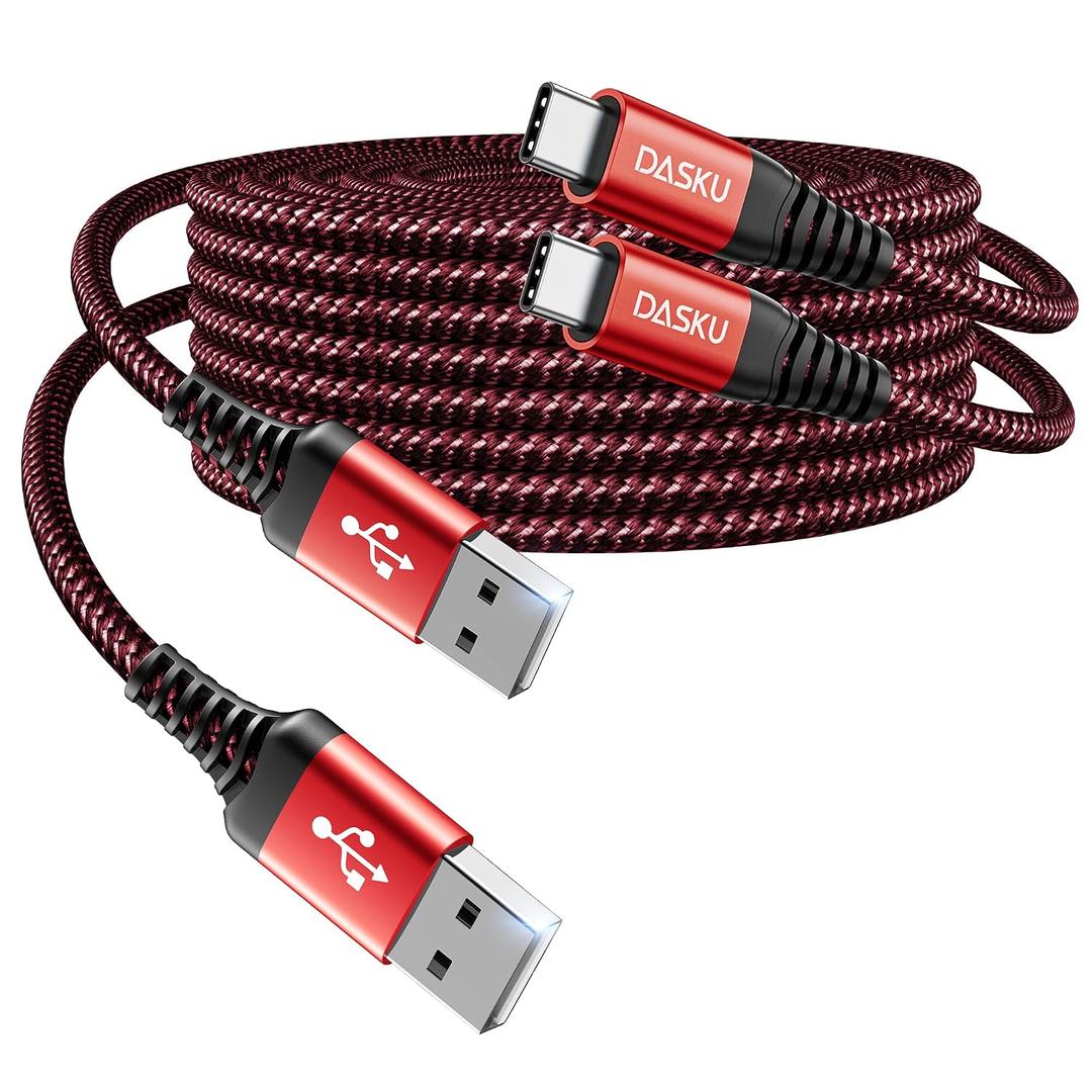 10FT Long USB A to USB C Cable, 2Pack USB C Cable 3A Fast Charging, Upgraded Extra Durable Braided USB to USB C Charger Cord Compatible with iPhone 17 16 15 Pro Max,Samsung Galaxy S10, LG and More-Red