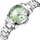 SHENGKE Minimalist Quartz Watches for Women with Date Stainless Steel Bracelet and Fashionable Color Dial