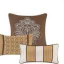 Madison Park Bellagio Cozy Comforter Set - Luxurious Jaquard Traditional Damask Design, All Season Down Alternative Bedding with Matching Shams, Decorative Pillow, King(104"x92"), Brown/Gold 7 Piece
