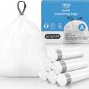 TIPGO Small Trash Bags Drawstring 1.6 Gallon, Pre-Cut Mini Garbage Bags for 1.2-1.8 Gallon Trash Bins, 120 Count (Code A)