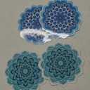 2 Pairs Mandala Screen Door Magnets 6" Round Double Sided Door Protectors for Sliding Screen Doors, Decorative Magnets to Prevent People & Pets from Running into Windows(Blue Mandala)