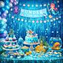 Foil Fringe Curtain Party Decorations - Melsan 3 Pack 3.2 x 8.2 ft Tinsel Curtain Party Photo Backdrop for Birthday Party Baby Shower or Graduation Decorations April fool's Day Decorations Teal