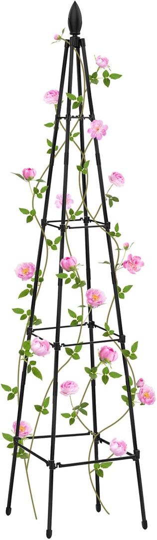 Garden Trellis for Climbing Plants Outdoor, deaunbr Plant Support Tower Obelisk Trellis 63'' Garden Trellises for Vines, Flowers, Indoor Potted Plant, Rose, Cucumber, Tomato, Pea, Clematis (1 Pack)