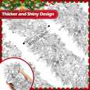50FT Silver Tinsel Christmas Garland Metallic Twist Garland Shiny Hanging Tinsel for Christmas Tree Party Supplies Indoor Outdoor Home Xmas Decoration (Silver)