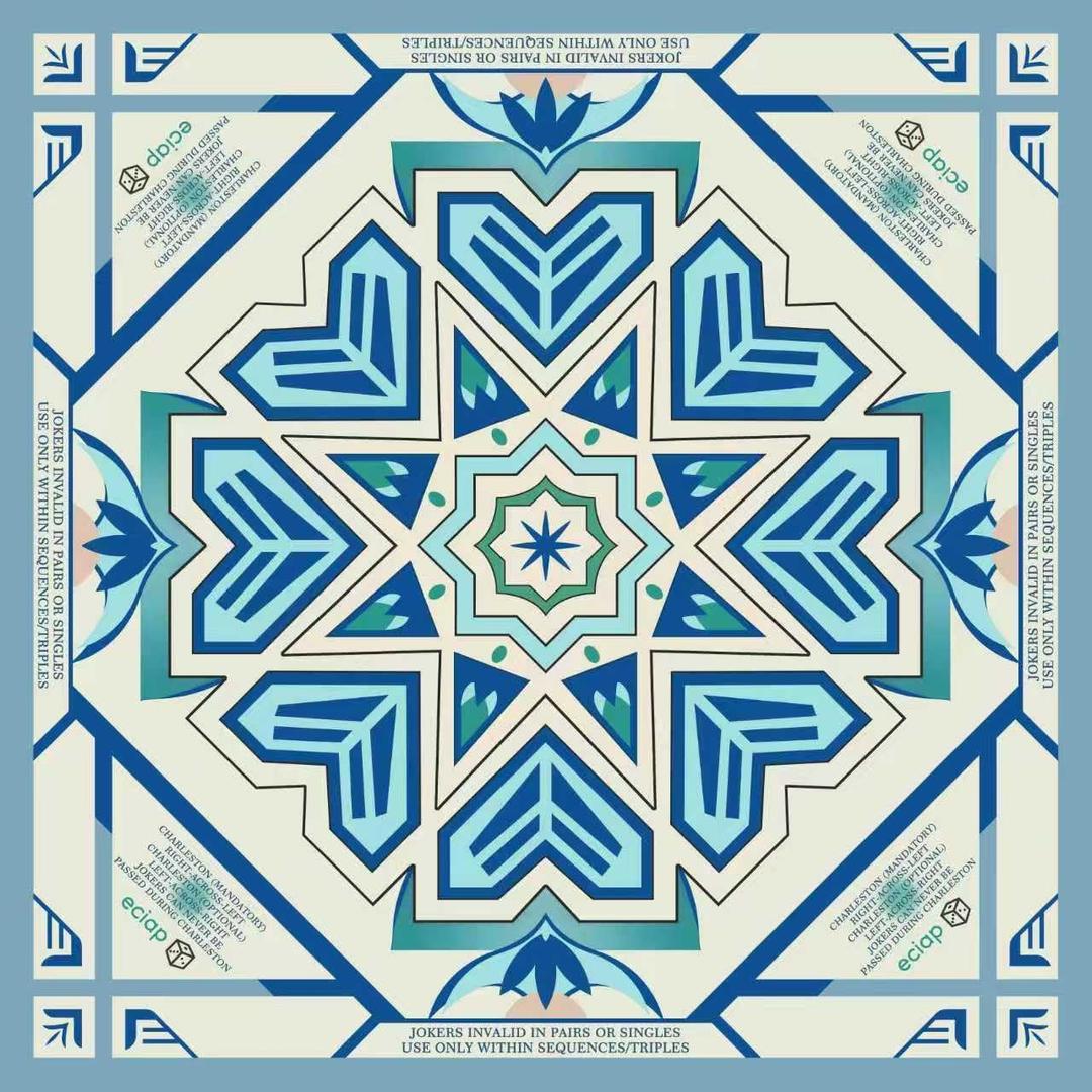 Mahjong Mat for Table, Non-Slip Noise Reduction Mahjong Table Cove 32.432.4 Inch Portable Gaming Mat for Poker/Cards/Board Games/Tile Games, Mahjong Tablecloth with Carrying Bag (Blue & White)