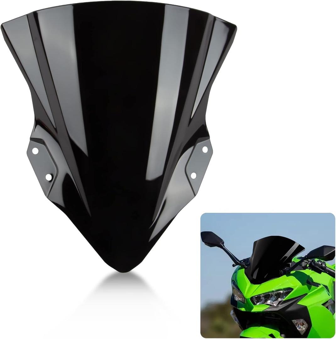 Windshield Windscreen Double Bubble for Ninja 250 400 EX400 2018-2026 (Black)