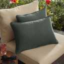Sorra Home x Sunbrella Cast Ivy Outdoor/Indoor Corded Pillow Set of 2 12 in H x 18 in W x 6 in D