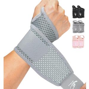 HiRui 2-Pack Ultra-Thin Mesh Wrist Wraps - Breathable, Adjustable Wrist Support for Workouts & Daily Use - Unisex Wrist Brace for Pain Relief, Tendonitis, Carpal Tunnel - One Size Fits All (Gray)