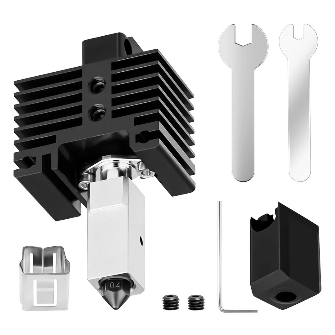 Upgraded Hotend Kit for Bambu Lab X1 / X1C / X1E / P1P / P1S, All-Metal High-Temperature Hotend with Hardened Steel 0.4mm Nozzle, Stable & Precise Extrusion 3D Printer Accessories