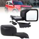 Right Passenger Side Mirror Compatible With 2021 2022 2023 2024 2025 Ford Bronco NO Fits Sport With Manual Folding Power Glass Heated Blind Spot Matte Black Replace#M2DZ-17682-B (7Pins)