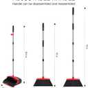 NACENA Broom and Dustpan Set, 52-in Long Adjustable Handle Broom Dustpan Combo with Dustpan Teeth to Automatically Clean Hair Suitable for Home Kitchen Office Hall FloorBlack&Red