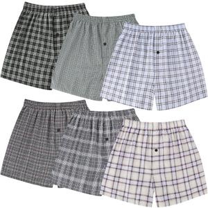 BAMBOO COOL Men's Underwear Woven Boxer Shorts,Classic Relaxed Fit,Lightweight Plaid Boxers,6 Pack M