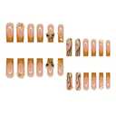 3 x Long Press on Nails Square - Gold Fake Nails with Butterfly Charms Design - Glitter Full Cover Stick on False Nails - for Women 24 Pcs (Standard)