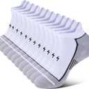 Mens Ankle Running Socks, Athletic Cushioned Low Cut Moisture Wicking Cotton Short Sports Socks, 6 Pairs (9-12, White)