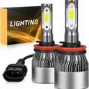 Bulb 6500K Cool White 60000LM 900% Brighter, 1:1 Beam Plug and Play IP68 Waterproof Off-Road Lights, Pack of 2