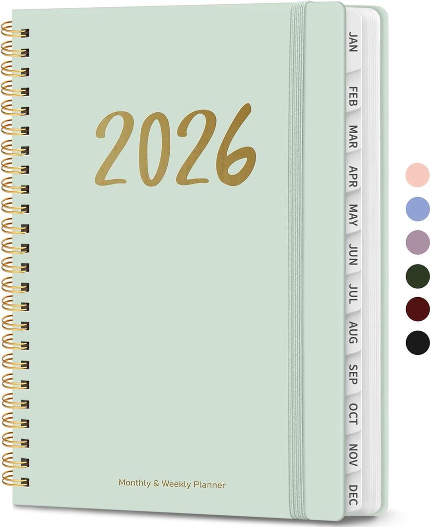 4 x 2026 Planner - Weekly and Monthly Planner, January 2026 to December 2026, Spiral Bound 2026 Calendar Planner Book, Inner Pocket, Perfect for Office Home School Supplies - A5 (6.3" x 8.5"), Mint