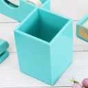 Koqye Pen Holder Teal Pencil Holder Cup Desk Organizer Decorative Acrylic Makeup Brush Holder Pen Cup for Home Office N School (Teal)
