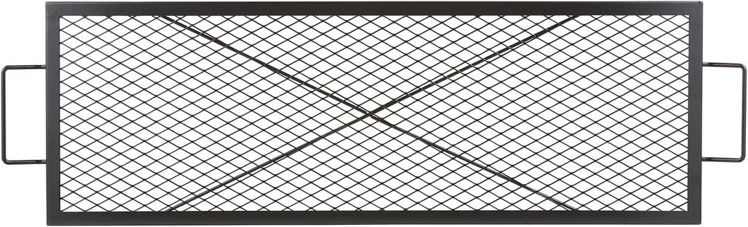 VEVOR X-Marks Fire Pit Grill Grate, Rectangle Cooking Grate, Heavy Duty Steel Campfire BBQ Grill Grid with Handle & Support X Wire, Portable Camping Cookware for Outside Party Gathering, 32 Inch Black