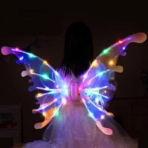 cojodopo Costume Electric Butterfly Wings,Elf Luminous Wings For Kids Dog With Music Glowing Shiny Dress Up Props
