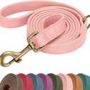 Didog Stylish PU Leather Dog Leash for Large Dogs, Easy to Clean 5ft Pink Dog Leashes for Medium Dogs, Cute and Fashionable for Walking, Running and Training,Pink, M (3/4''x 5FT)