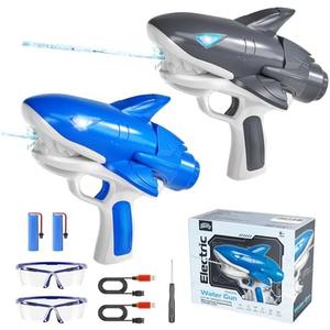 Skirfy 2 Pack Electric Water Guns, Shark Automatic Electric Squirt Gun Water Toys,Cool Shark Design Water Guns for Kids, Auto Water Gun Pistol Summer Outdoor Pool Toy for Adult Kids
