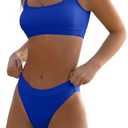 High Waisted Bikini for Women Tummy Control Bottoms Push Up Crop Top Swimsuit 2 Piece High Cut Teens Girls Bathing Suits Medium