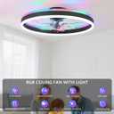 STERREN RGB Ceiling Fan with Light, 20'' Low Profile Ceiling Fans, Black Flush Mount LED Fan Light with Remote Control, Modern Bladeless Fandelier for Bedroom, Living Room, Kitchen