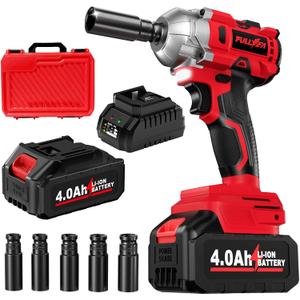 Cordless Impact Wrench 1/2 Inch, 406Ft-lbs (550N. M) Brushless Impact Gun Kit, 3000RPM High Torque Power Impact Wrench, 4.0Ah Battery & Fast Charger, Electric Impact Driver for Car Home