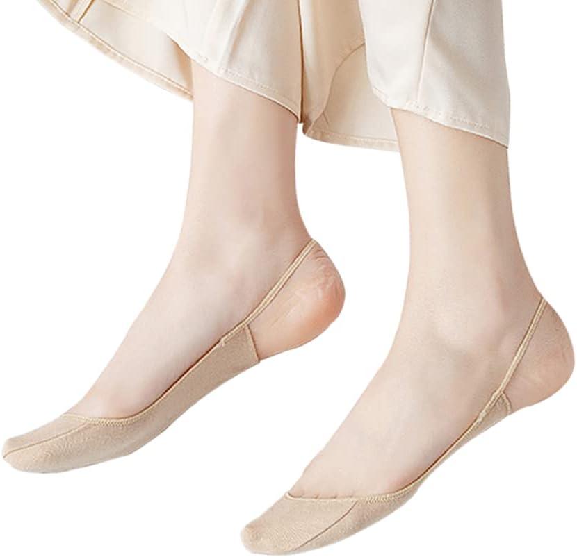 5 Pairs Sling Liner Socks, Women'S Ultra Low Cut No Show Half Liner Socks With Slingback, Non Slip Hidden Invisible Socks for Heels, Toe Topper Liner Half Socks for women,yellow