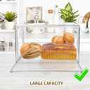 RISICULIS Large Bread Box for Kitchen Countertop, Bread Storage Container, and Utensil Organizer with Bamboo Cutting Board Lid, Clear Bin, Keeper for Homemade Bagel, Muffins, Rolls