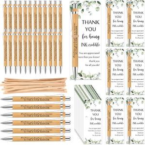 Yeaqee 72 Sets Employee Appreciation Gifts Bulk Thank You Gift Office Bamboo Pen with Inspirational Cards for Team Coworker Teacher Volunteer Nurse (Your Reminder)