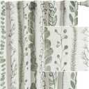 MEETSKY Sage Green Curtains 72 Inches Long 2 Panels Boho Curtains for Living Room Light Filtering Patterned Drapes for Bedroom Linen Style Back Tab Leaf Print Window Treatment, 50 Wide Each Panel