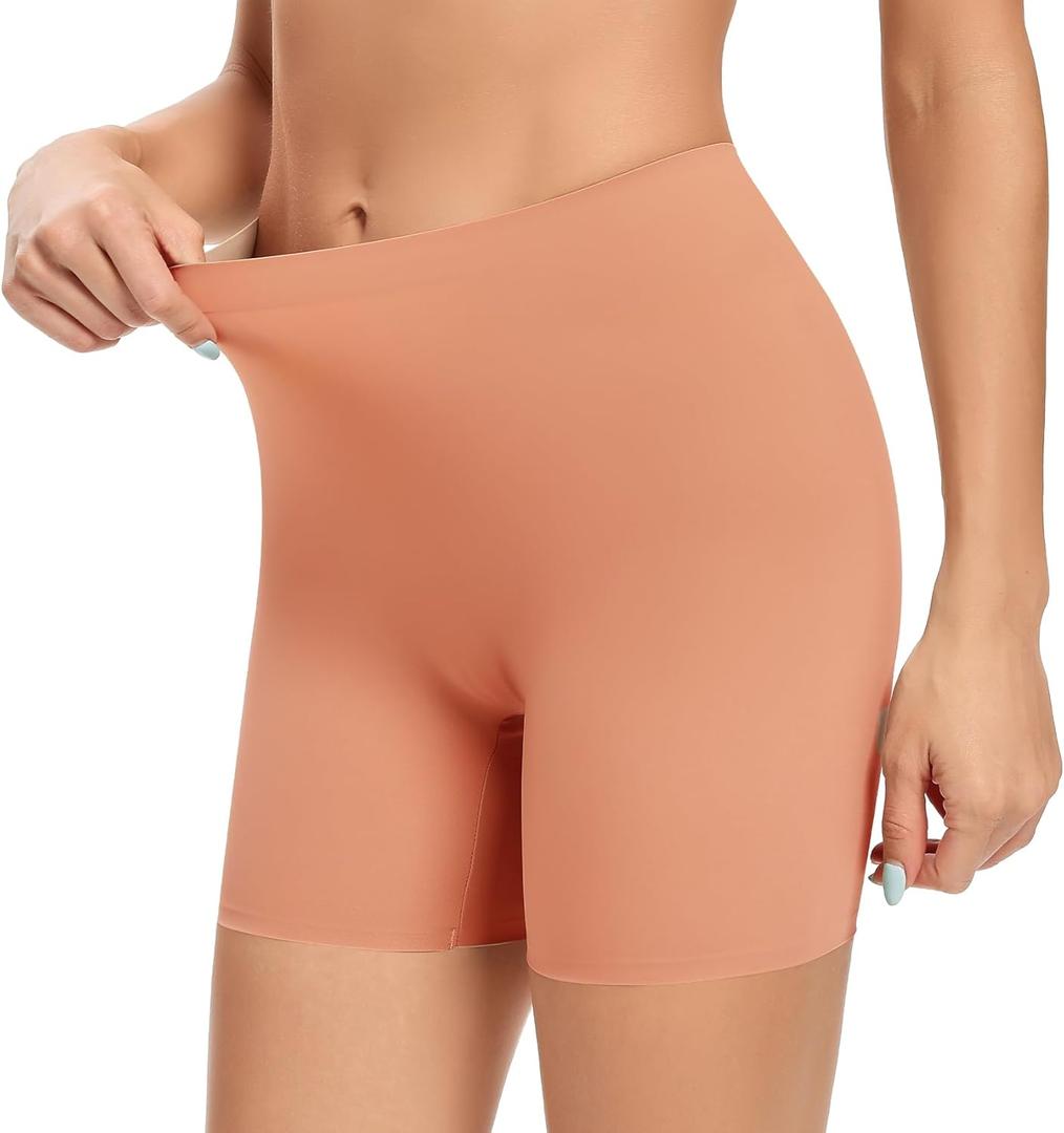 Seamless Slip Shorts for Women Under Dress Shaping Boyshorts Panties Tummy Control Shapewear (Medium, #764 Brown(slip))