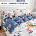 DJY Dinosaur Kids Duvet Cover Set Full Size, 100% Cotton Dino Truck Car Bedding Set for Boys Girls, 3 Pieces Reversible Dinosaur Comforter Cover Set, 1 Duvet Cover+2 Pillowcases, No Comforter