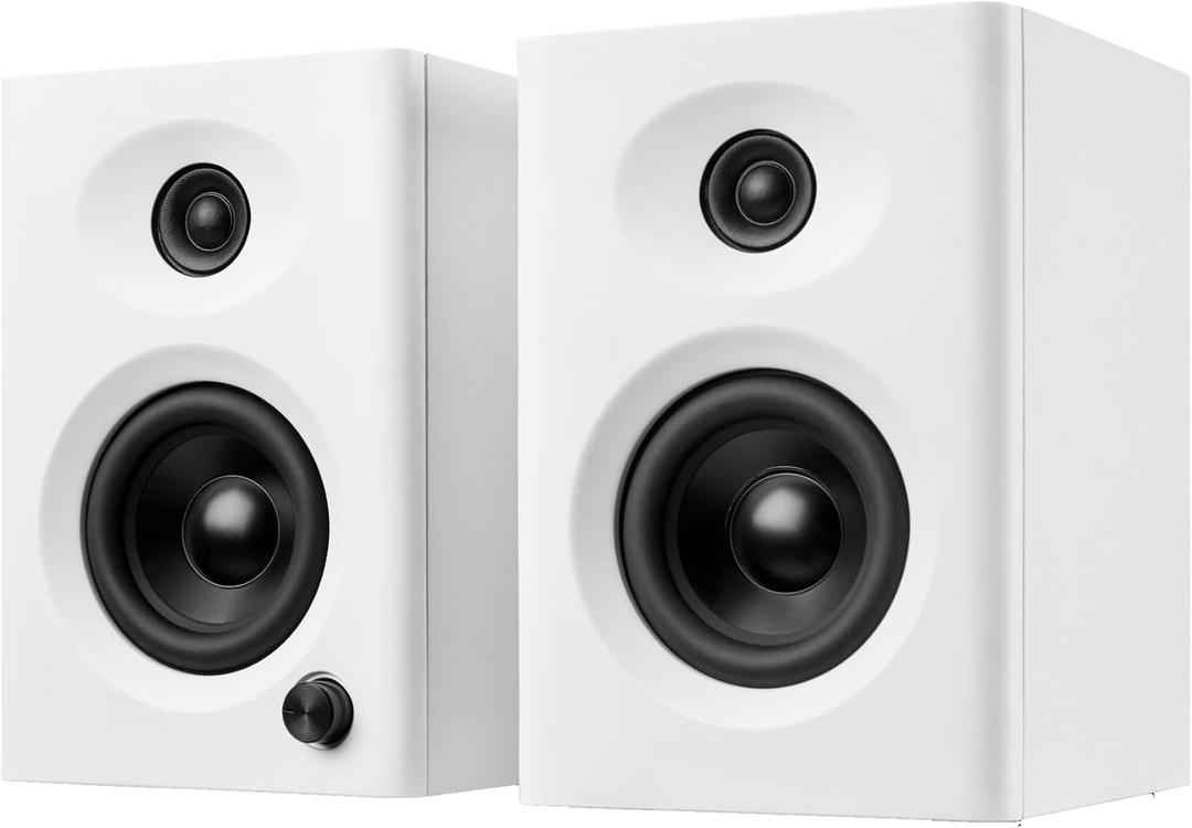 Computer Speakers for Desktop PC, 60W Bluetooth Surround Sound Speakers with Bass, Compact Powered Bookshelf Speakers for Office, Monitors, Laptop, Gaming, TV, Gifts (White, Pair) (3 inches)