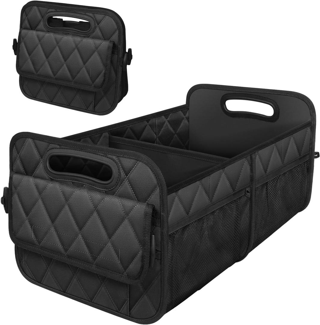 Deosk Car Trunk Organizer for SUV, Car Organizers and Storage with 6 Pocket, Car Accessories for Women/Men 50LWaterproof Polyester Trunk Organizer, Black (Medium)
