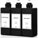 Modern Shampoo and Conditioner Dispenser (21 oz, Pack of 3) Refillable Pump Bottle Set Empty Shower Plastic Bottles with Pump for Bathroom Body Wash Soap and Shower