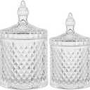 rejomiik Qtip Holder Glass Apothecary Jars with Lid Bathroom Accessories Vanity Organizers and Makeup Storage for Cotton Swabs, Balls, Pads, Floss Picks, Candy, 1 Pack, Large Clear