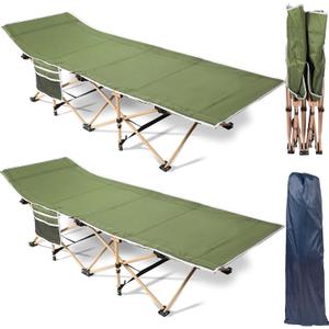 Wenqik 2 Pack 450lbs Max Load Camping Cot for Adults with Carry Bag Portable Folding Outdoor Sleeping Cot Heavy Duty Bed for Traveling Camp Military Office Nap Beach Home Lounging, 74.8 x 26.4 x 13.8 inches
