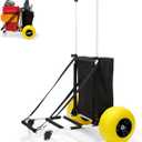 Beach Fishing Cart, 13 Big Balloon Wheels w/Flat-Free Solid PU Tires for Sands, 165LBS Loading Folding Sand Cart & 33.1" to 51.6" Adjustable Height, Beach Buggy Cart w/Storage Bag, No Rust