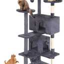 FDW | 54" Cat Tree Tower | Ashy | Multi-Level Indoor Activity Center with Sisal Scratching Posts, Condos, Plush Perches, Hanging Cat Toys | Sturdy, Easy to Assemble | for Kittens & Adult Cats, Pattern Name: 54in