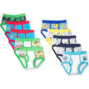 Disney Boys' Pixar Toy Story 100% Cotton Brief Multipacks With Woody, Buzz, Rex, Forky and More in Sizes 2-3T