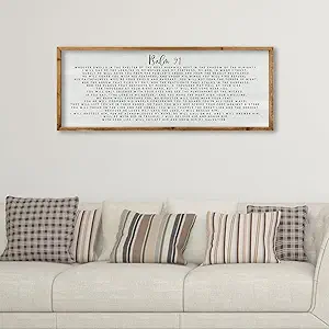 ZZJJHYWGQ Catholic Wall Decor Psalm 91 Bible Verse Wall Art 32"×12" Scripture Print Sign for Home Prayer Room Family Christian Inspirational Quotes Wood Framed Religious Wall Hanging (Black)