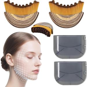 2 x 2 PCS Lymphatic Contour Face Brush,Soft Bristle Facial Dry Brush for Lymphatic Drainage,Gentle Gua Sha Brush Alternative,Face Sculpting Tool for Jawline & Chin,Daily Skincare & Spa Treatment