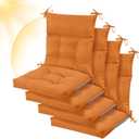 Sintuff 4 Pcs 44 x 21 x 4 Patio Chair Cushions Outdoor Chair Cushion Seat/Back Tufted Pillow with Ties Water Resistant Replacement Indoor Patio Furniture Outdoor Furniture (Solid Color,Orange)