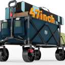 Timber Ridge 47" L Collapsible Wagon with Tailgate & Brake, 300 lbs Heavy Duty Beach Wagon with All-Terrain Big Wheels, 250L Foldable Utility Cart for Sand Camping Sports Shopping, Blue