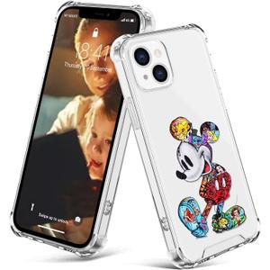 Thin iPhone 16 Pro Case, Mickey Mouse Cartoon Print Crystal Clear Slim Soft TPU Bumper Anti-Scratch Four Corners Cushion Shockproof Protection Hard Back Cover